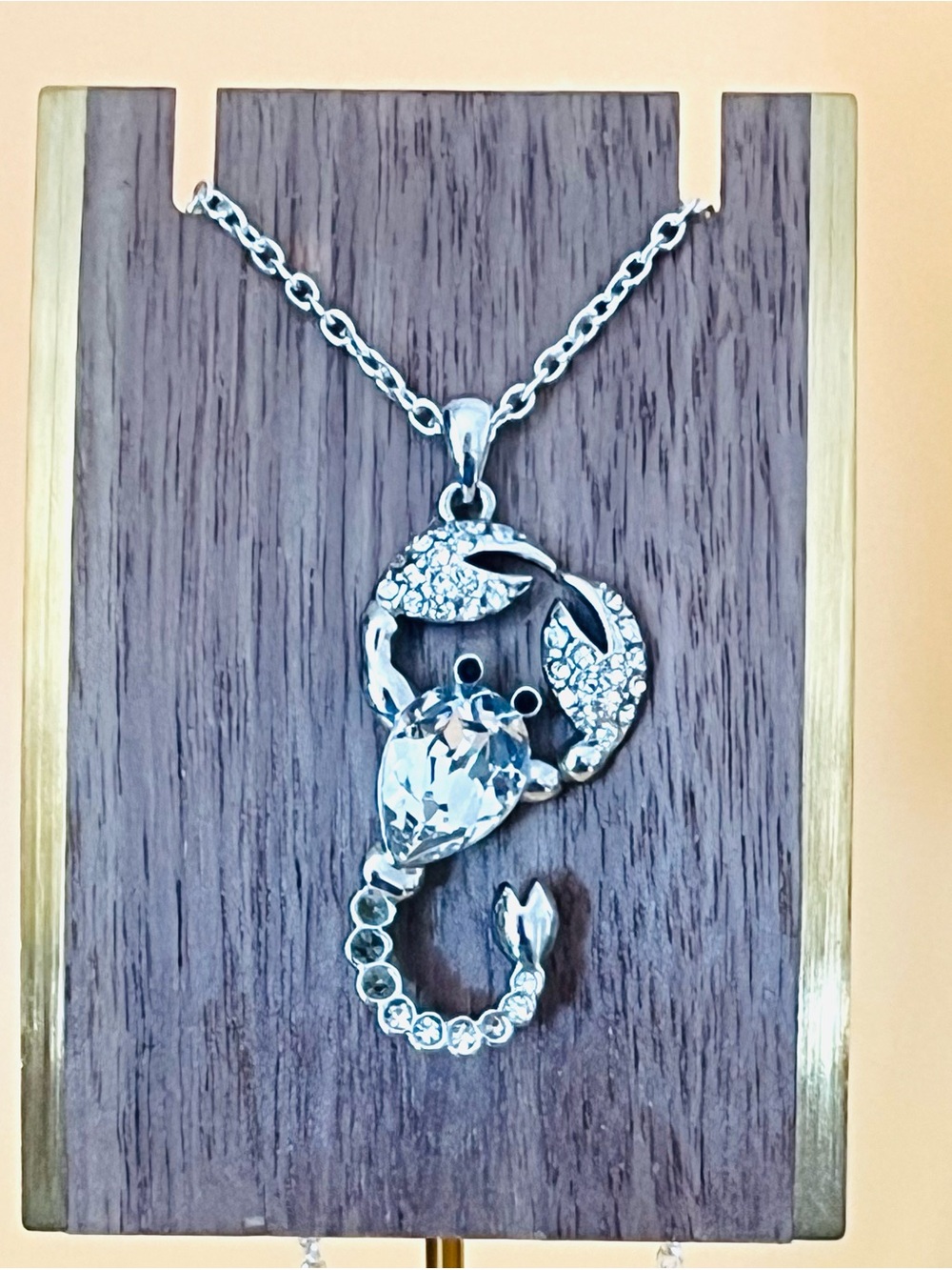Silver tone Scorpion Pendant with Crystals